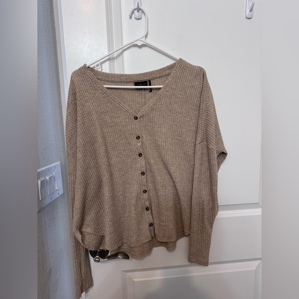 Urban Outfitters Out from Under Waffle Knit Top - Beige - Picture 1 of 3